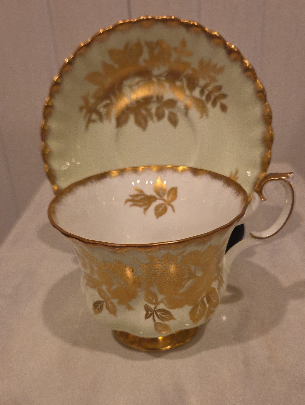 Gold Floral Porcelain Teacup and Saucer - Elegant Home Dining